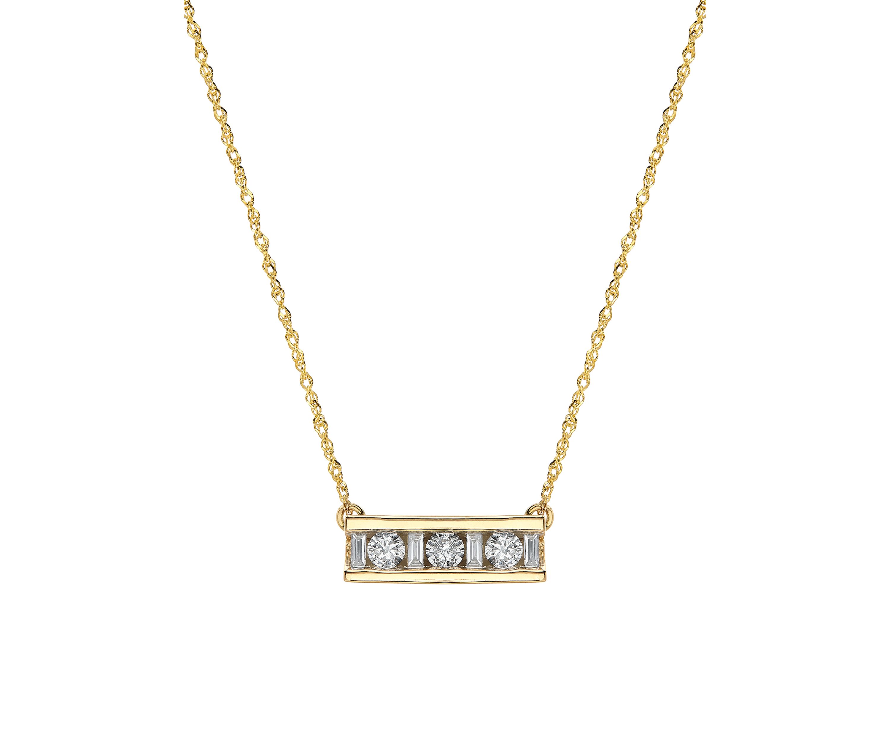 1/4 ct. t.w. Bar Necklace in 10k Yellow Gold