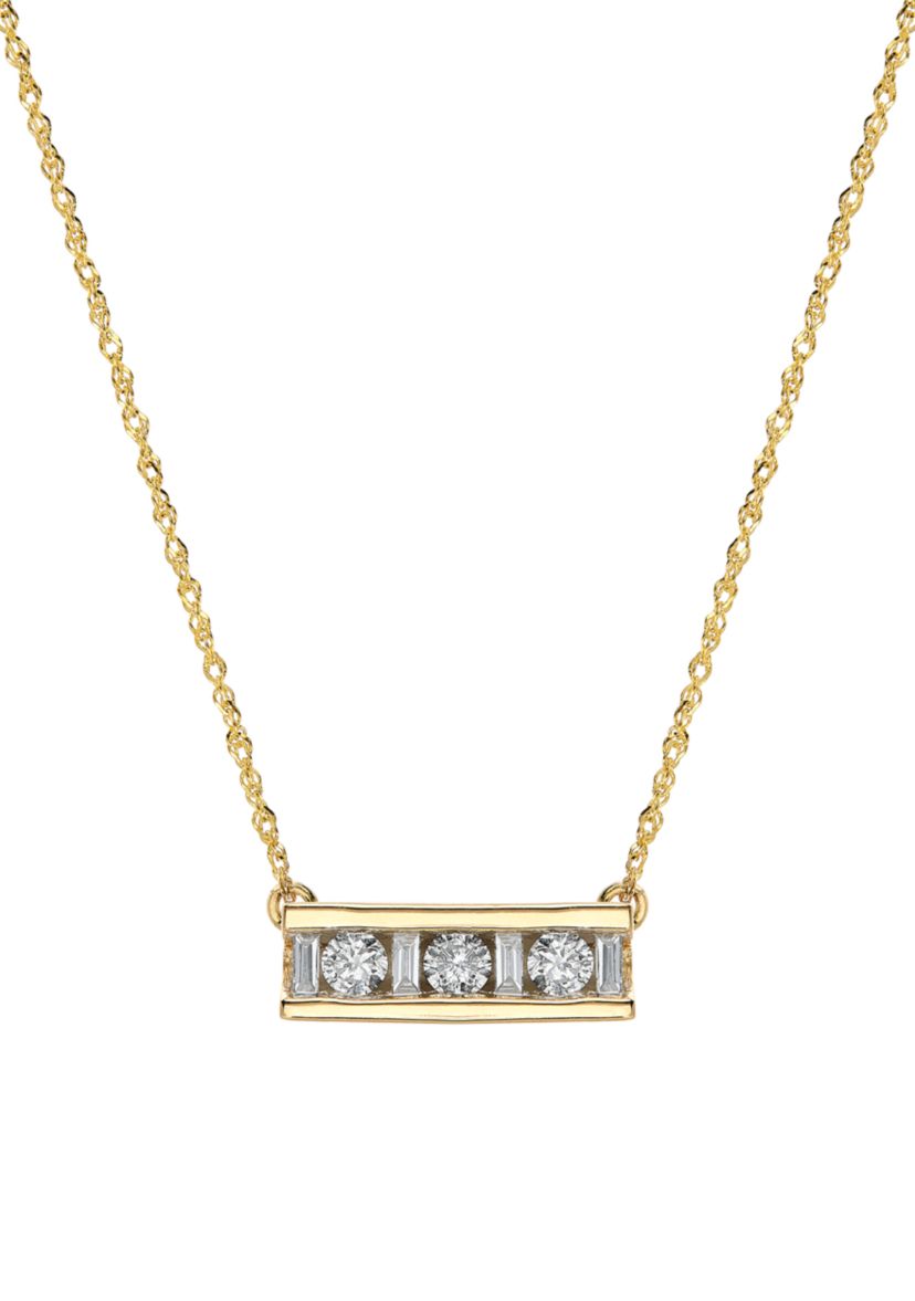 1/4 ct. t.w. Bar Necklace in 10k Yellow Gold