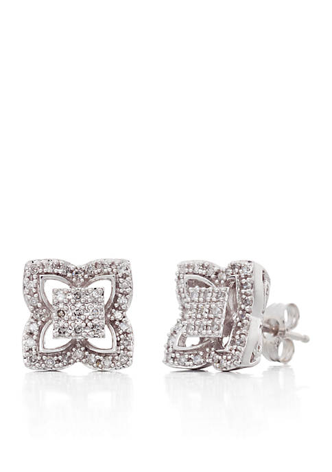 0.20 ct. t.w. Diamond Flower Cluster Earrings in 10k White Gold