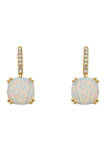 Created Opal and Diamond Earrings in 10k Yellow Gold