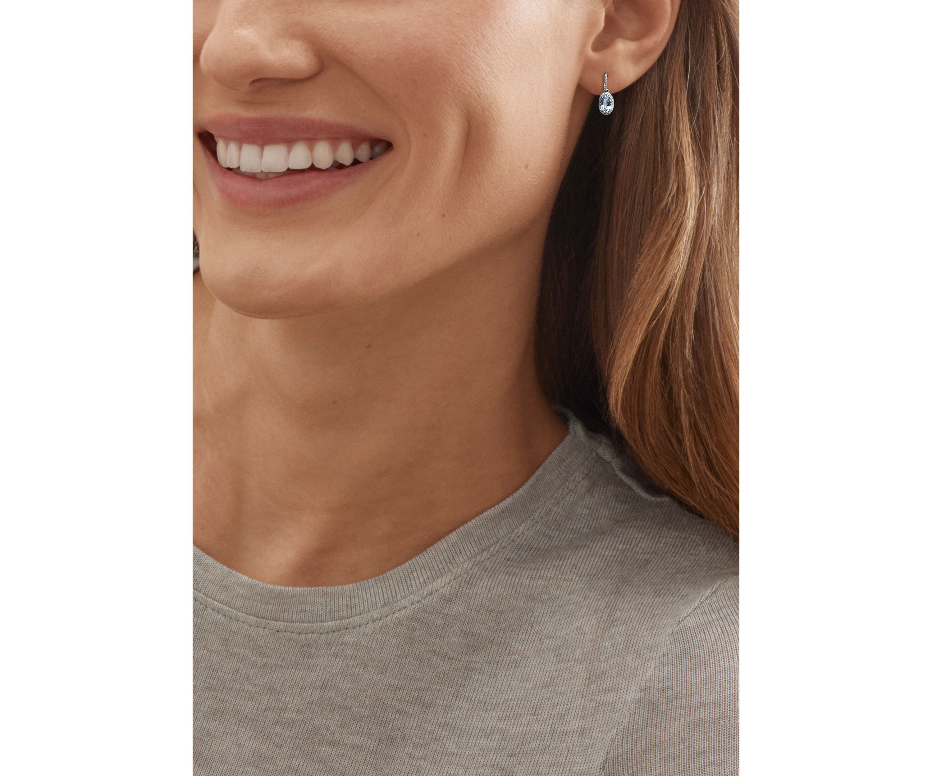 1/5 ct. t.w. Diamond and Aquamarine Drop Earrings in 10K White Gold