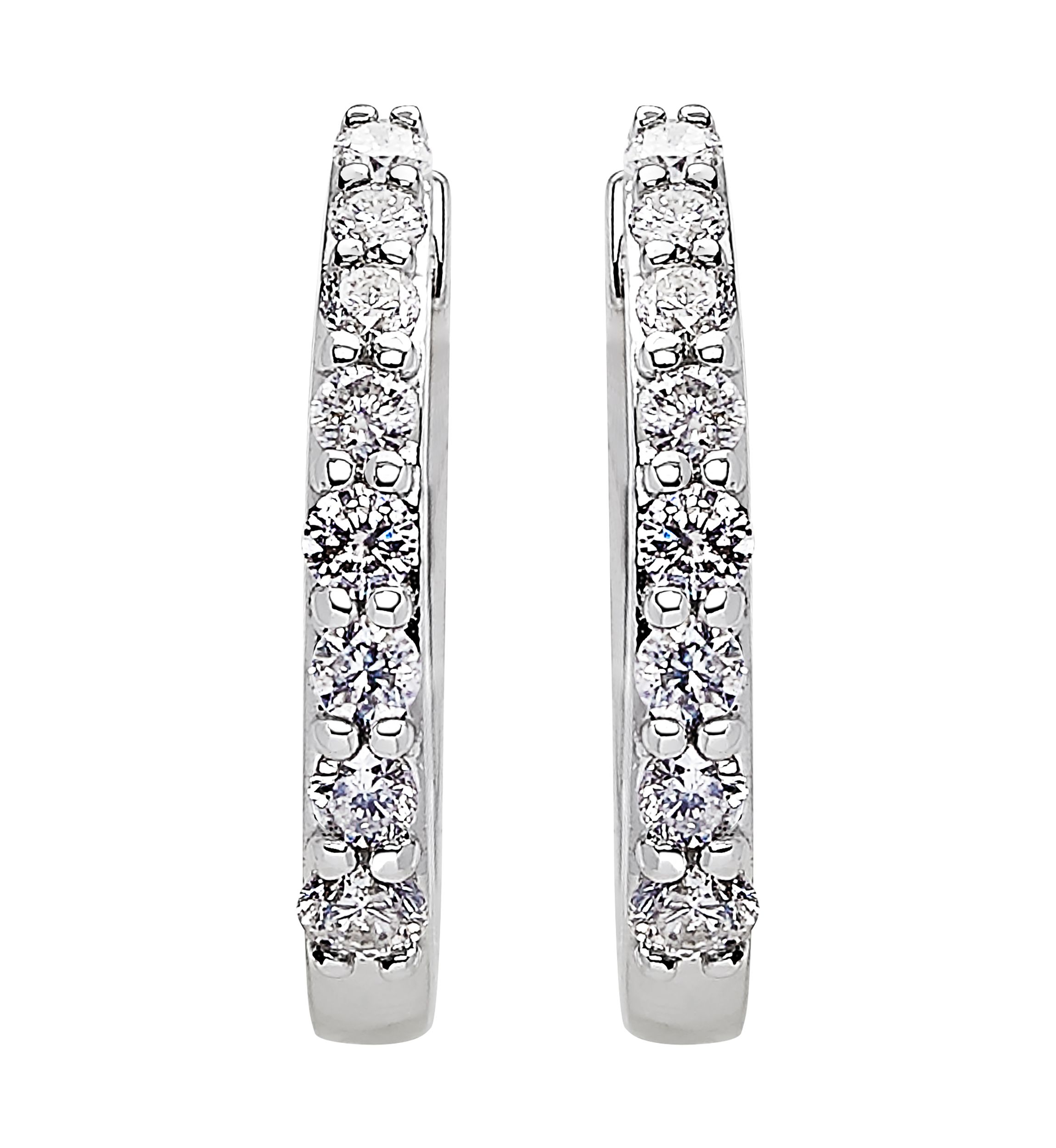 1/3 ct. t.w. Diamond Hoop Earrings in 10k White Gold
