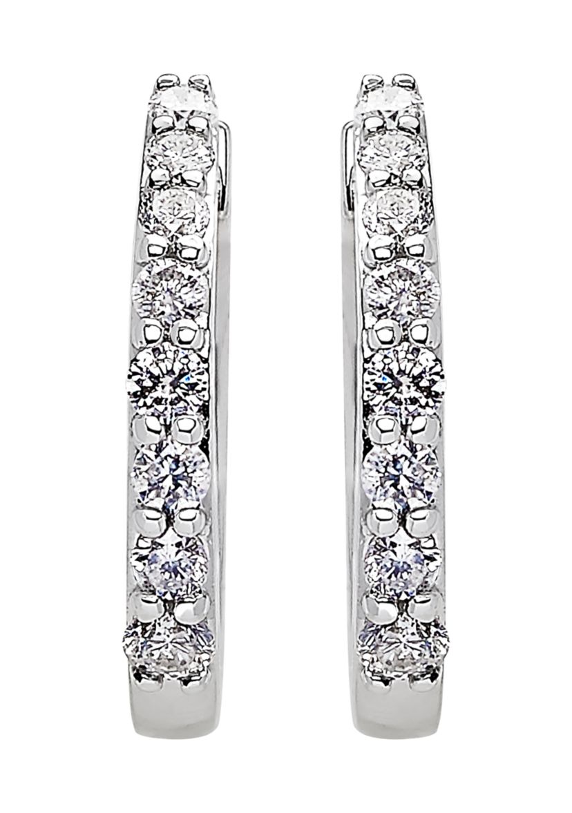 1/3 ct. t.w. Diamond Hoop Earrings in 10k White Gold