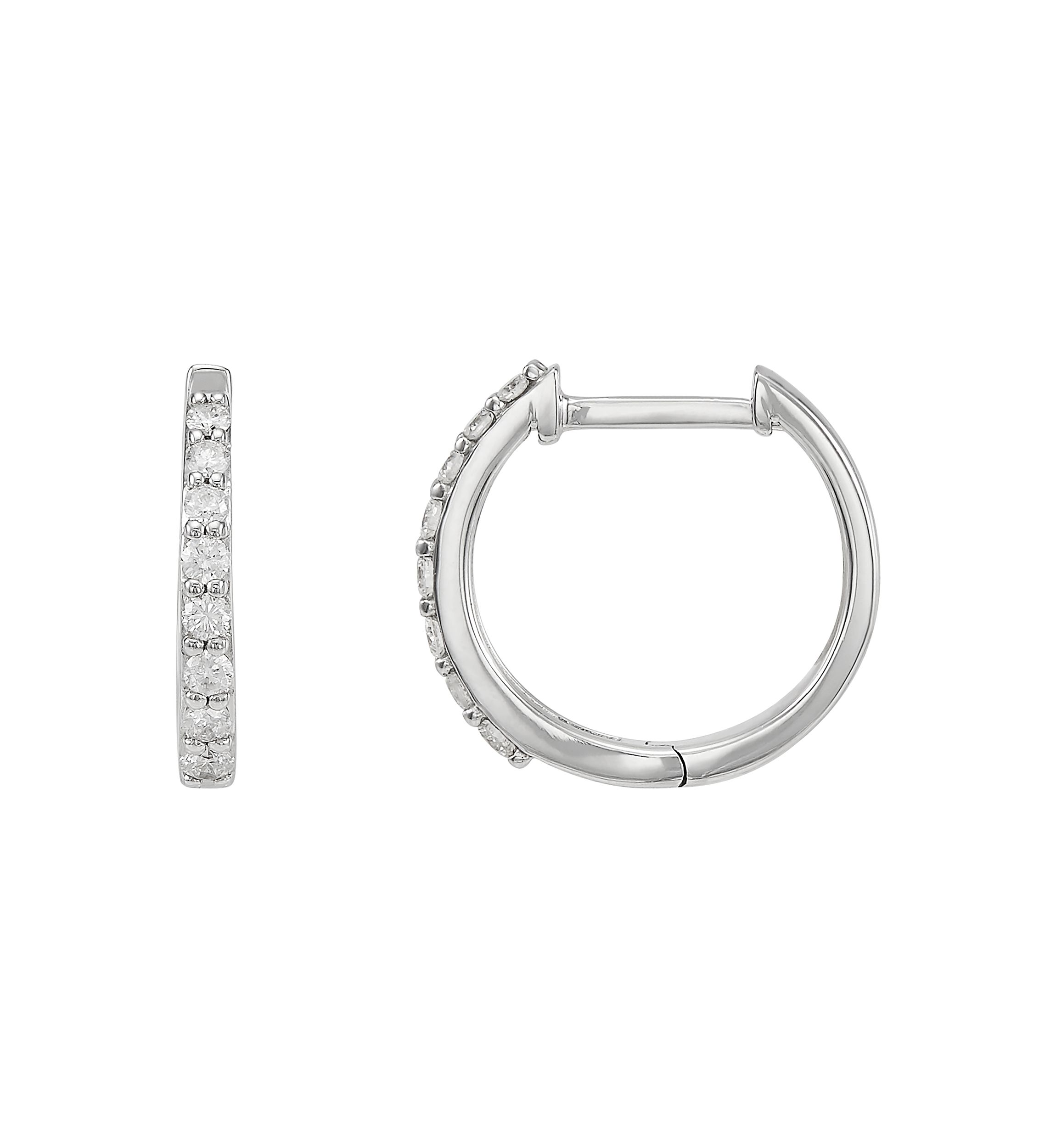 1/3 ct. t.w. Diamond Hoop Earrings in 10k White Gold
