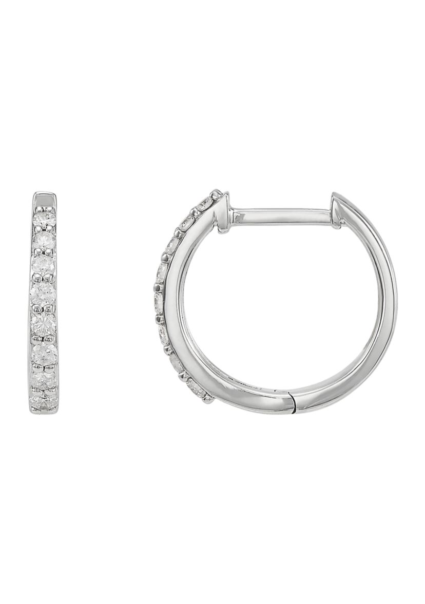 1/3 ct. t.w. Diamond Hoop Earrings in 10k White Gold