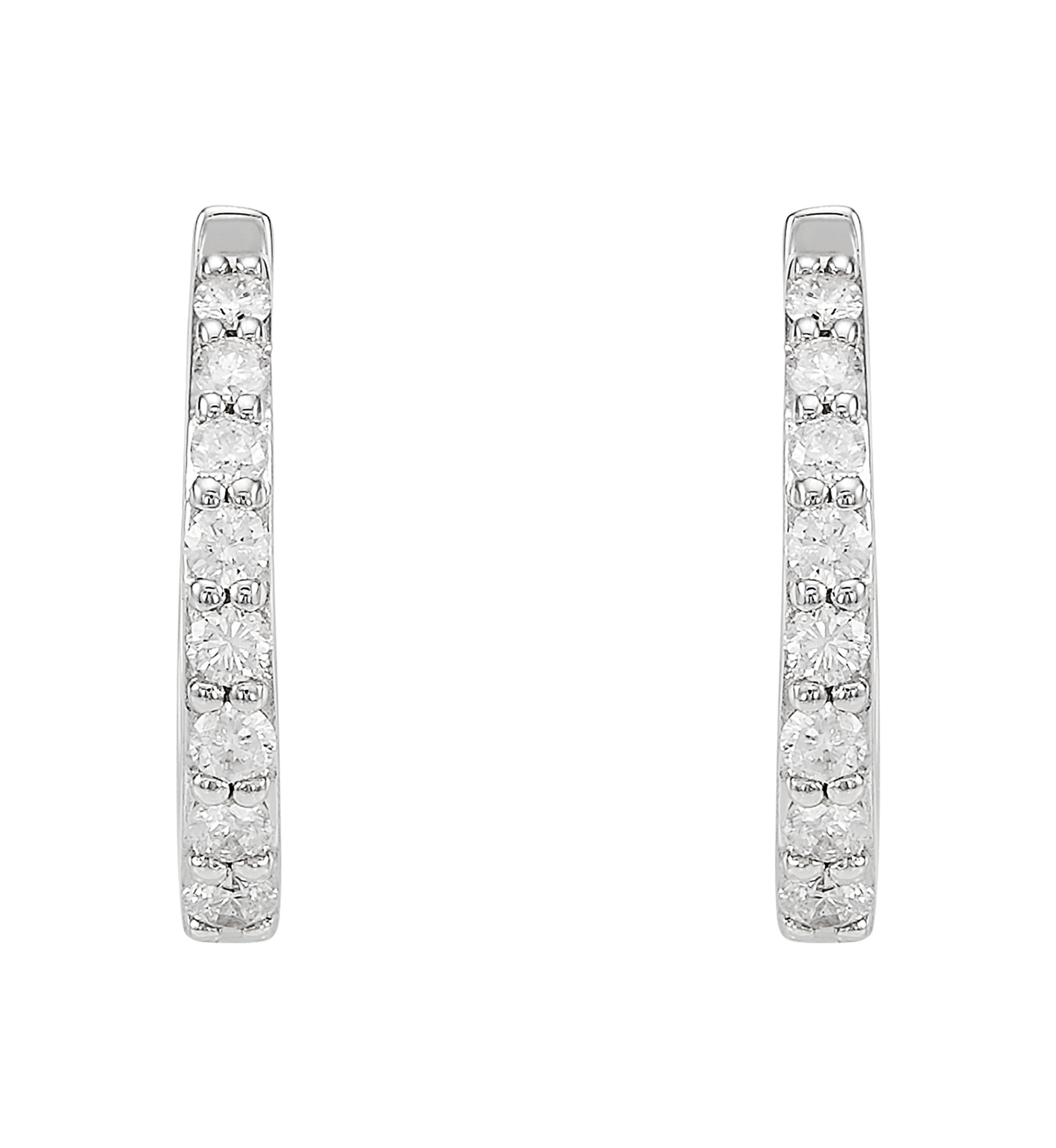 1/3 ct. t.w. Diamond Hoop Earrings in 10k White Gold