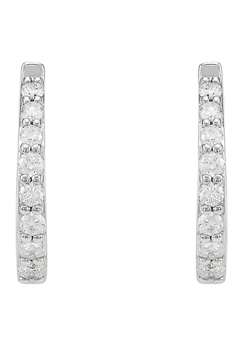 1/3 ct. t.w. Diamond Hoop Earrings in 10k White Gold