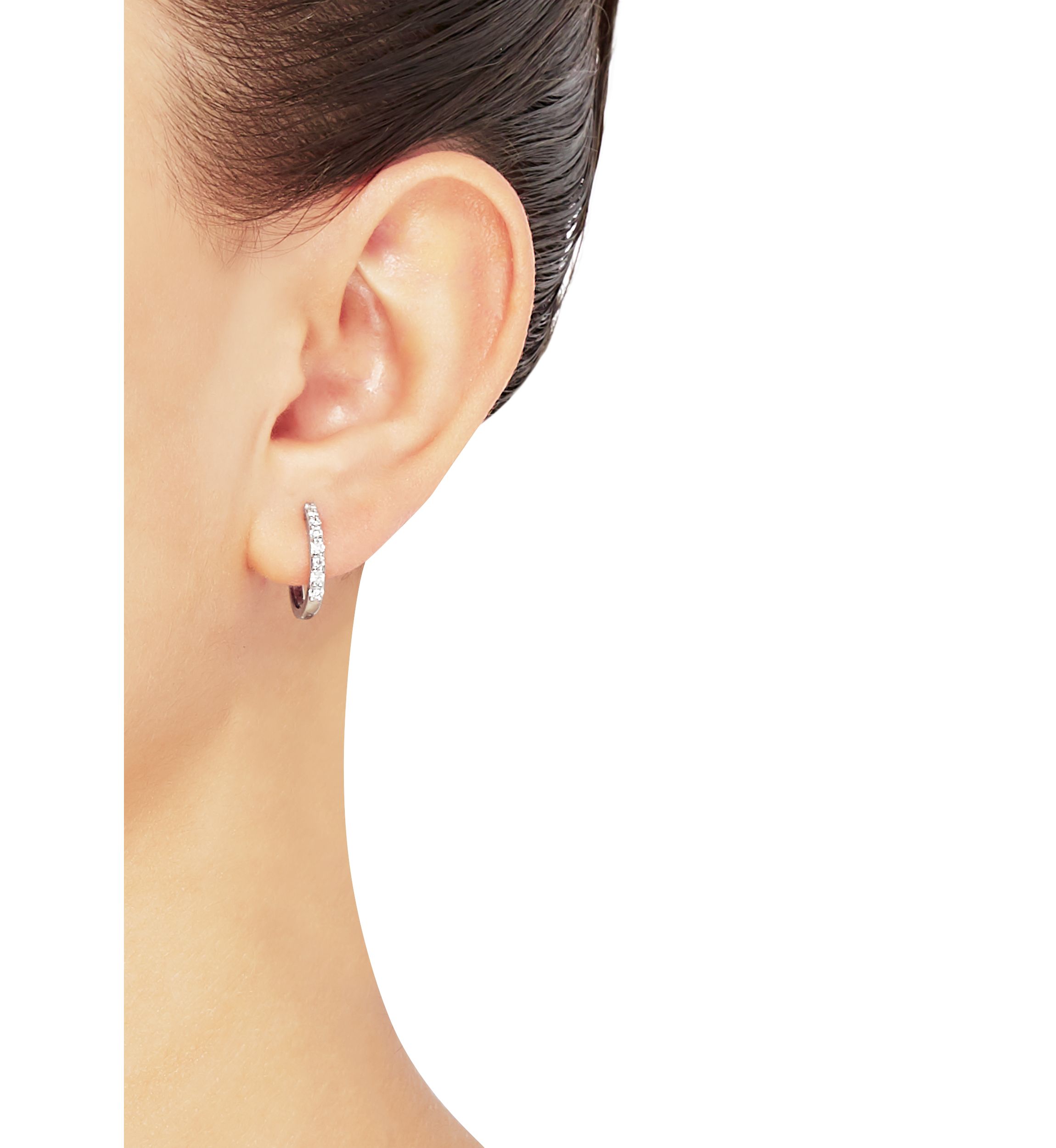 1/3 ct. t.w. Diamond Hoop Earrings in 10k White Gold