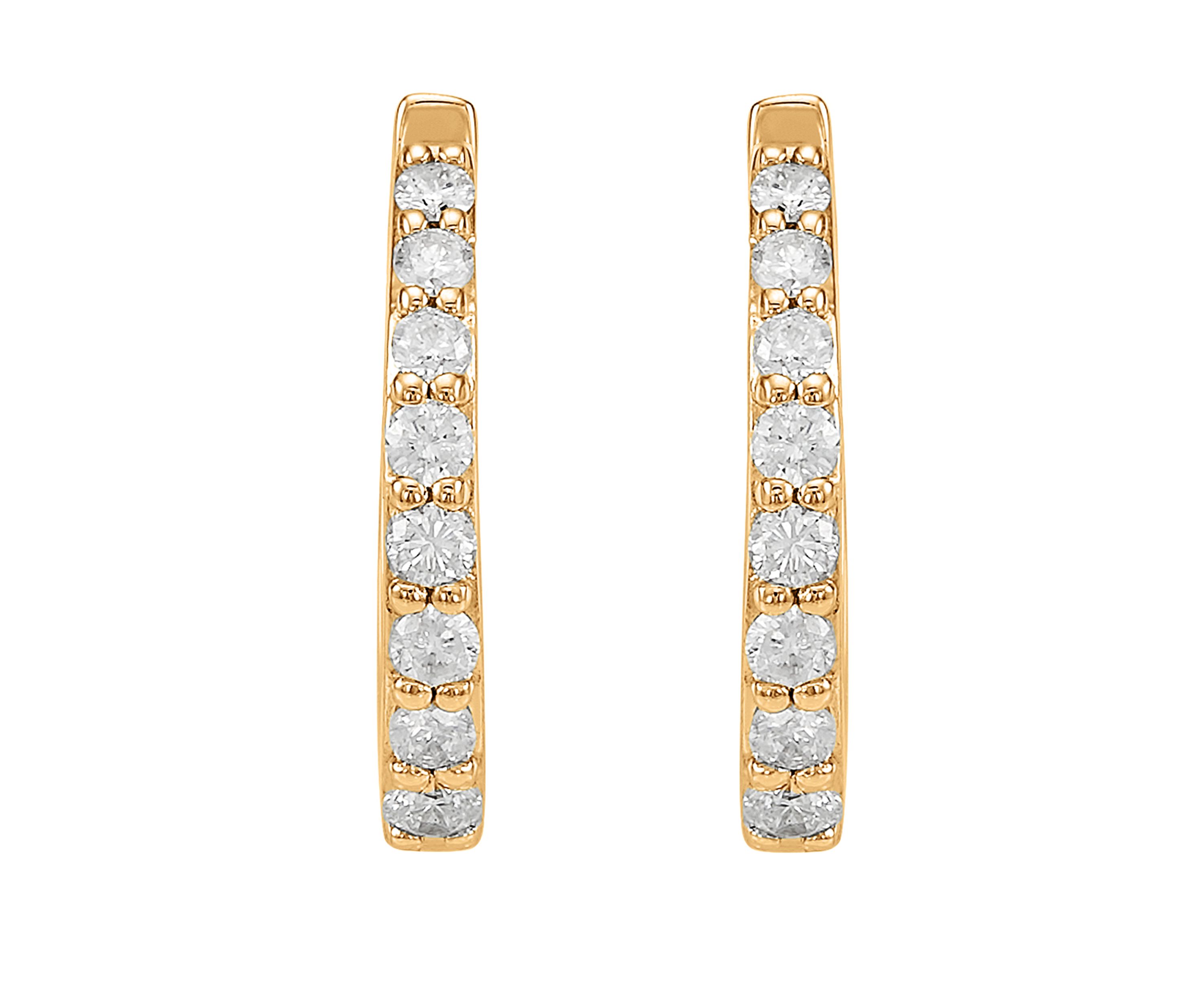 1/3 ct. t.w. Diamond Hoop Earrings in 10k Yellow Gold