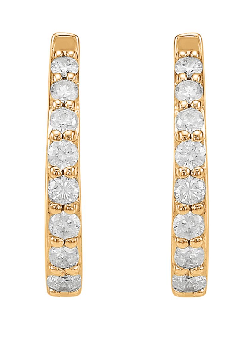 1/3 ct. t.w. Diamond Hoop Earrings in 10k Yellow Gold