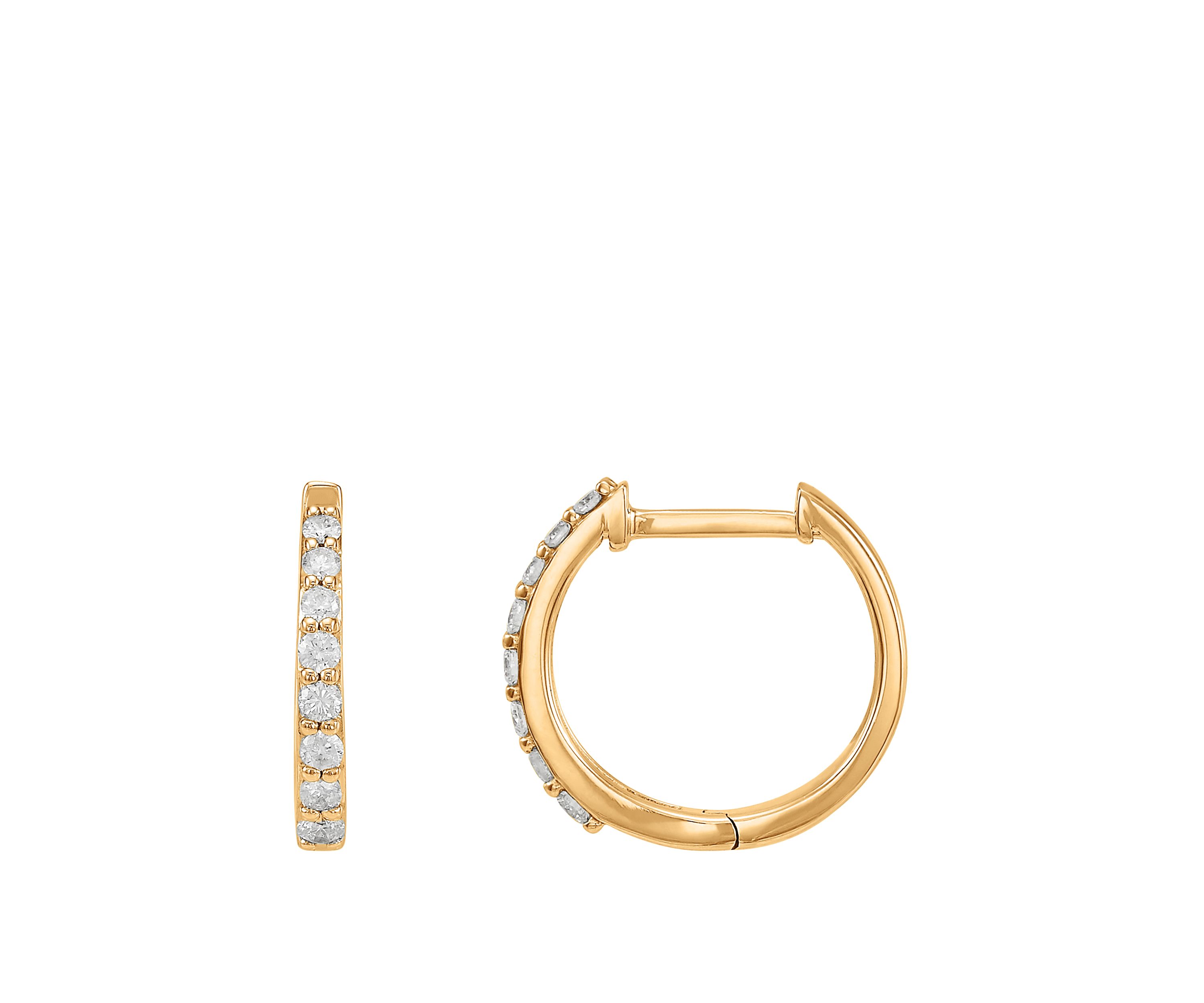 1/3 ct. t.w. Diamond Hoop Earrings in 10k Yellow Gold