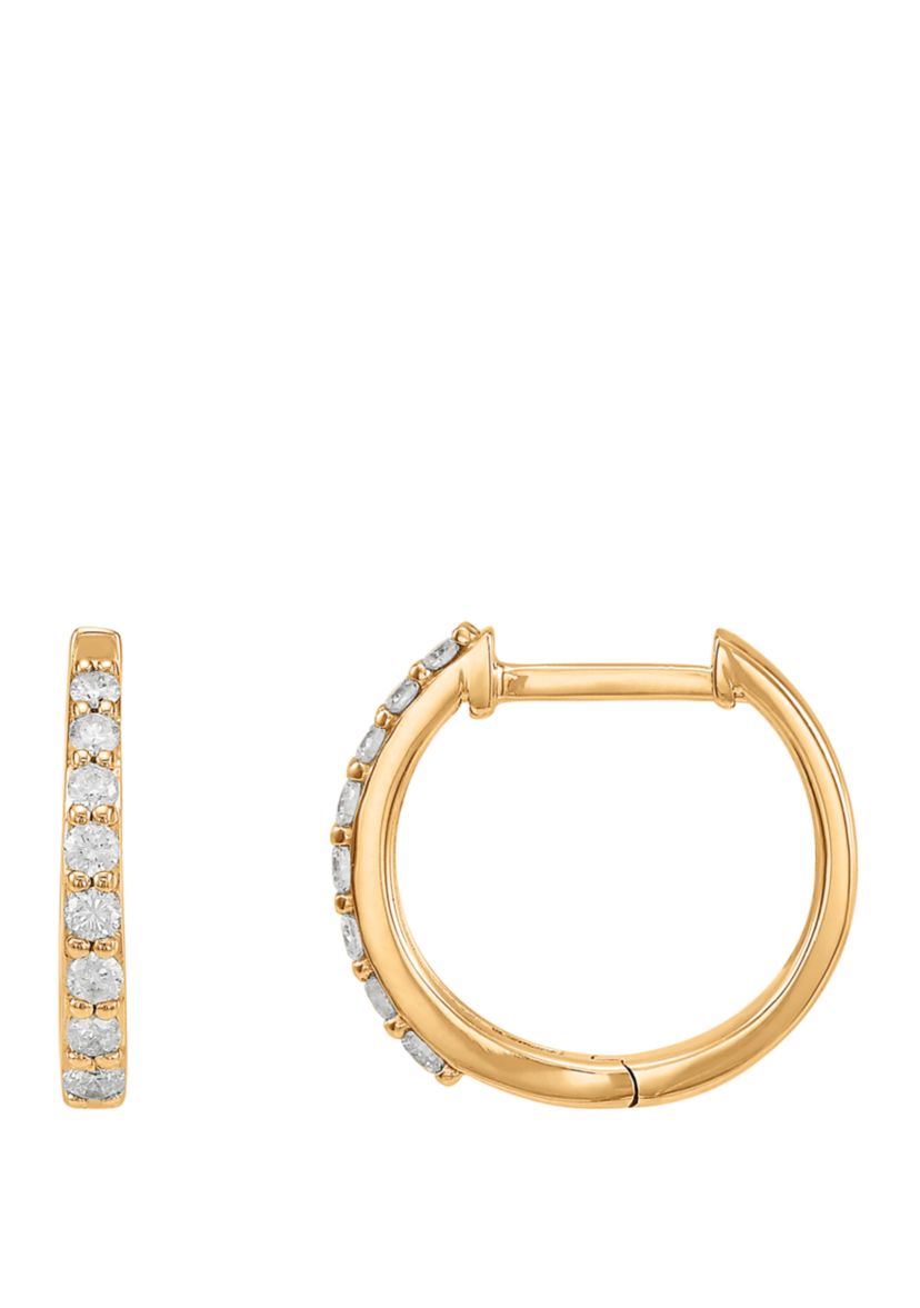1/3 ct. t.w. Diamond Hoop Earrings in 10k Yellow Gold