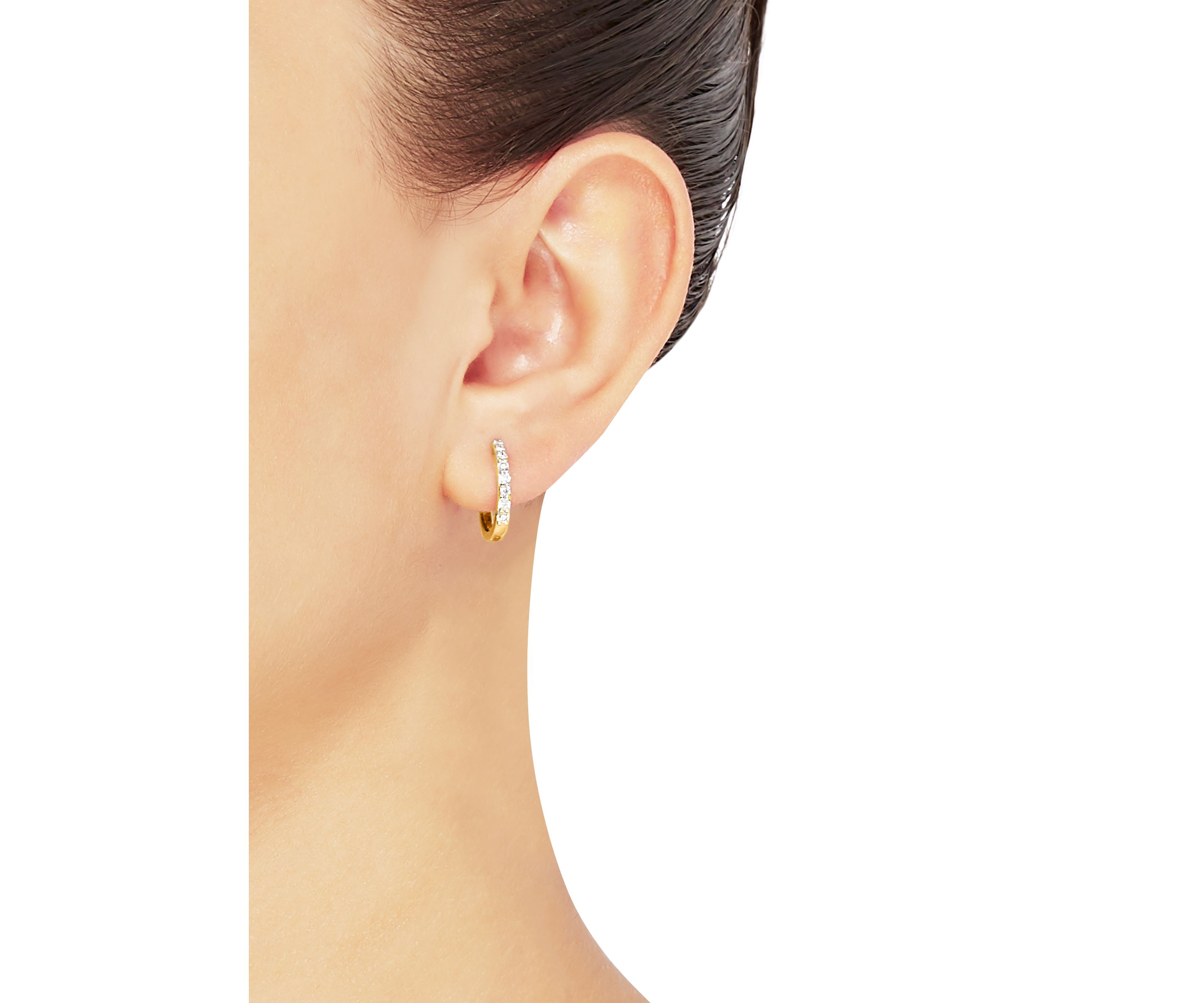 1/3 ct. t.w. Diamond Hoop Earrings in 10k Yellow Gold