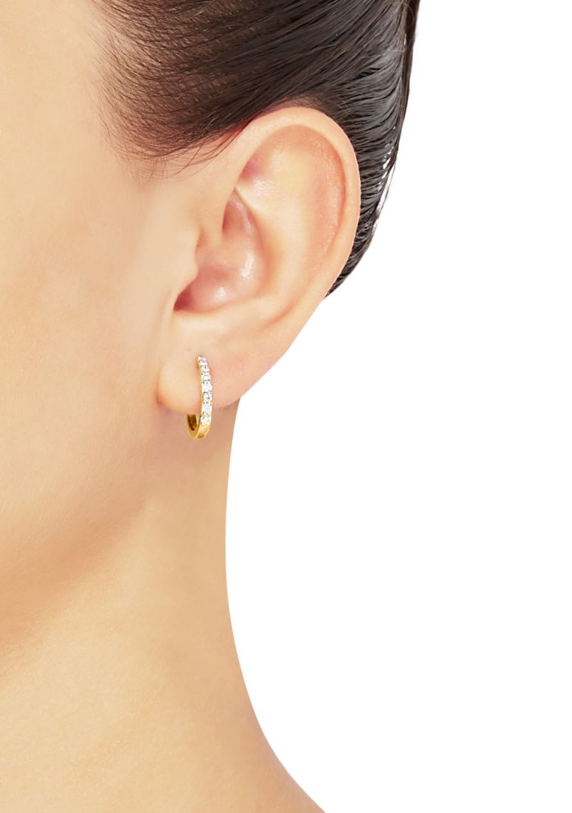 1/3 ct. t.w. Diamond Hoop Earrings in 10k Yellow Gold