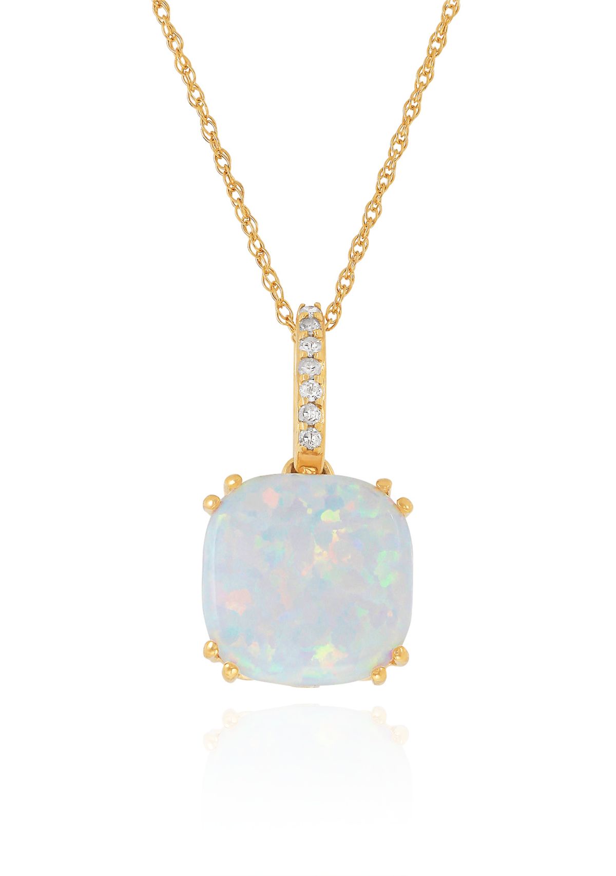 Created Opal Pendant Necklace in 10K Yellow Gold