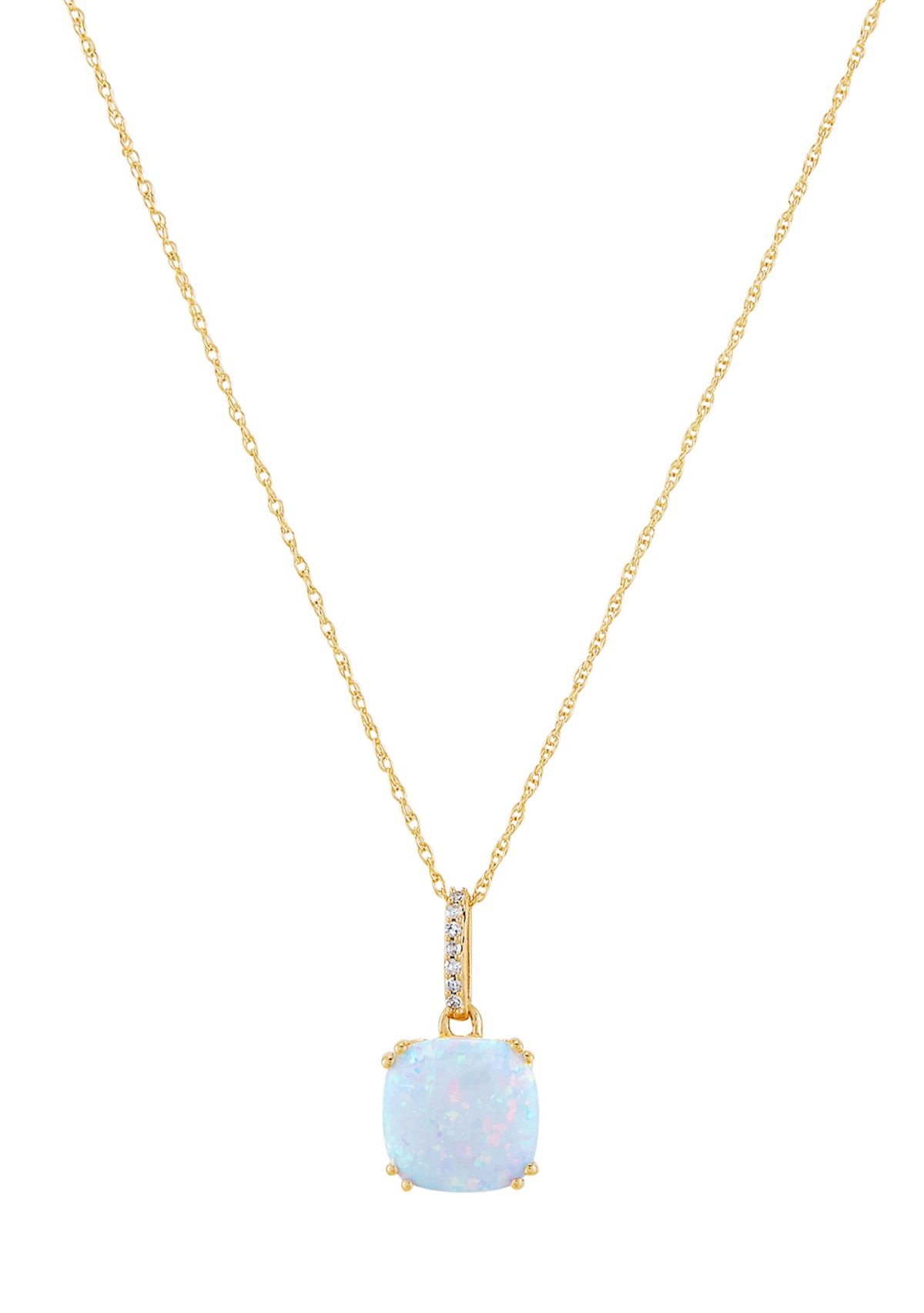 Created Opal Pendant Necklace in 10K Yellow Gold