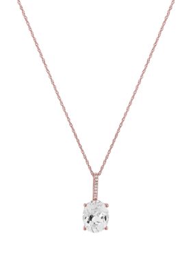 Belk & Co Lab Created 3.53 Ct. T.w. Created White Sapphire Pendant Necklace In 10K Rose Gold