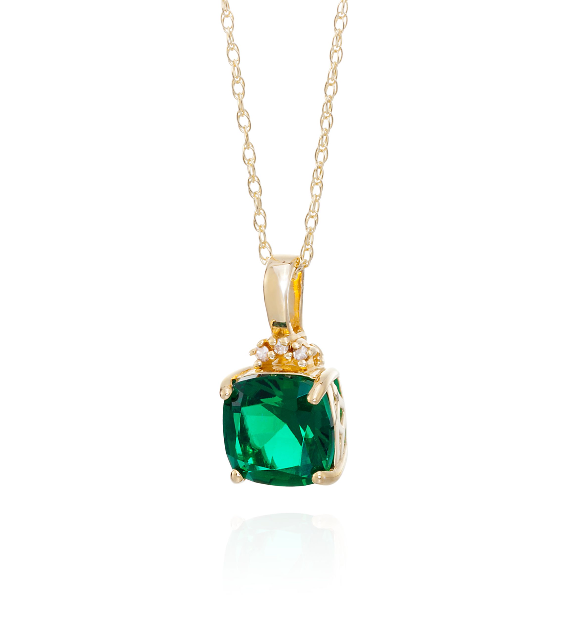 Created Emerald & Diamond endant in 10K Yellow Gold