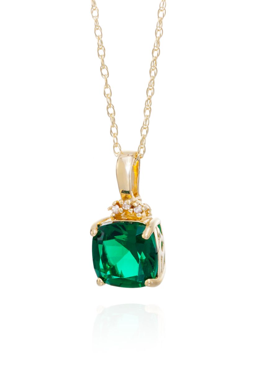 Created Emerald & Diamond endant in 10K Yellow Gold