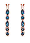 London Blue Topaz Hoop Earrings in 10K Rose Gold 