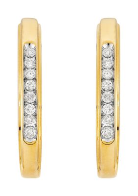 Belk & Co 1/4 Ct. T.w. Diamond Hoop Earrings In 10K Yellow Gold