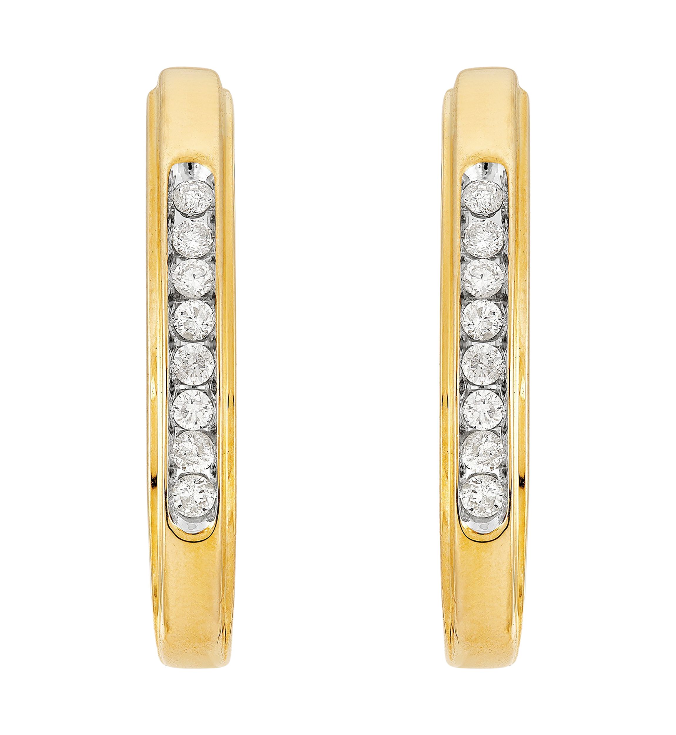 1/4 ct. t.w. Diamond Hoop Earrings in 10K Yellow Gold