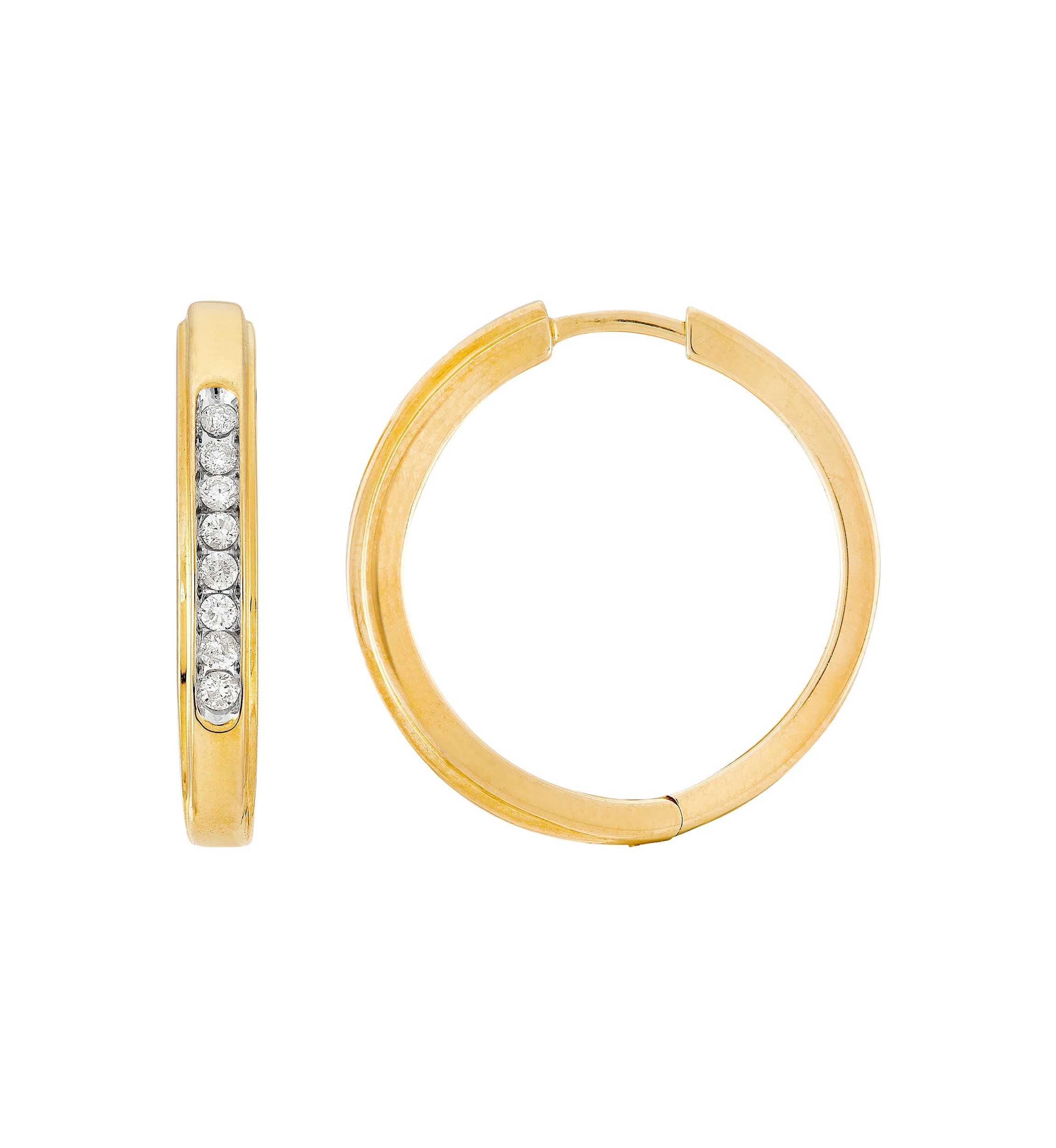1/4 ct. t.w. Diamond Hoop Earrings in 10K Yellow Gold