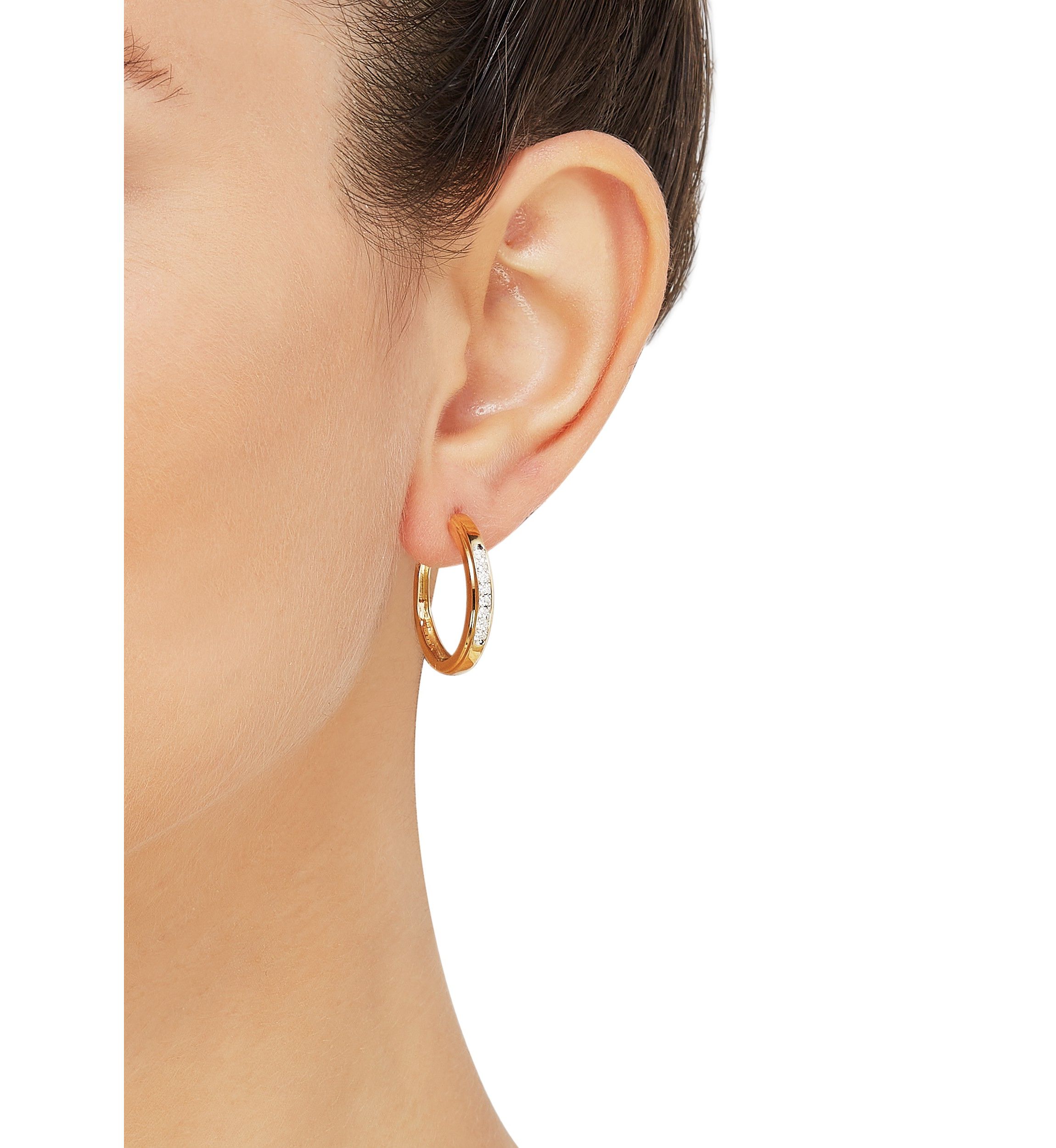 1/4 ct. t.w. Diamond Hoop Earrings in 10K Yellow Gold