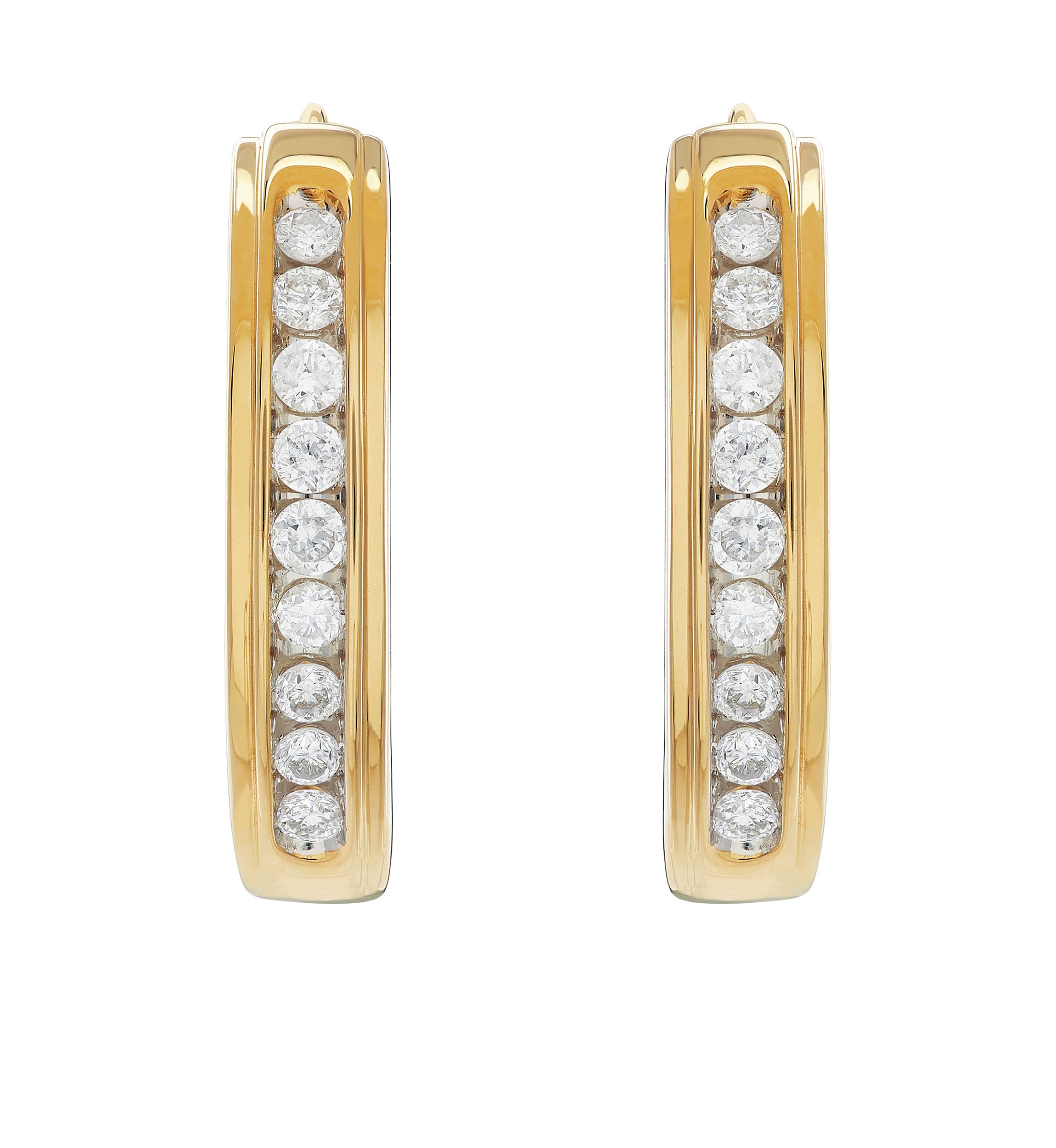1/2 ct. t.w. Diamond Hoop Earrings in 10k Yellow Gold 