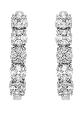 Belk & Co. 1 ct. t.w. Diamond Hoop Earrings in 10k White Gold | belk