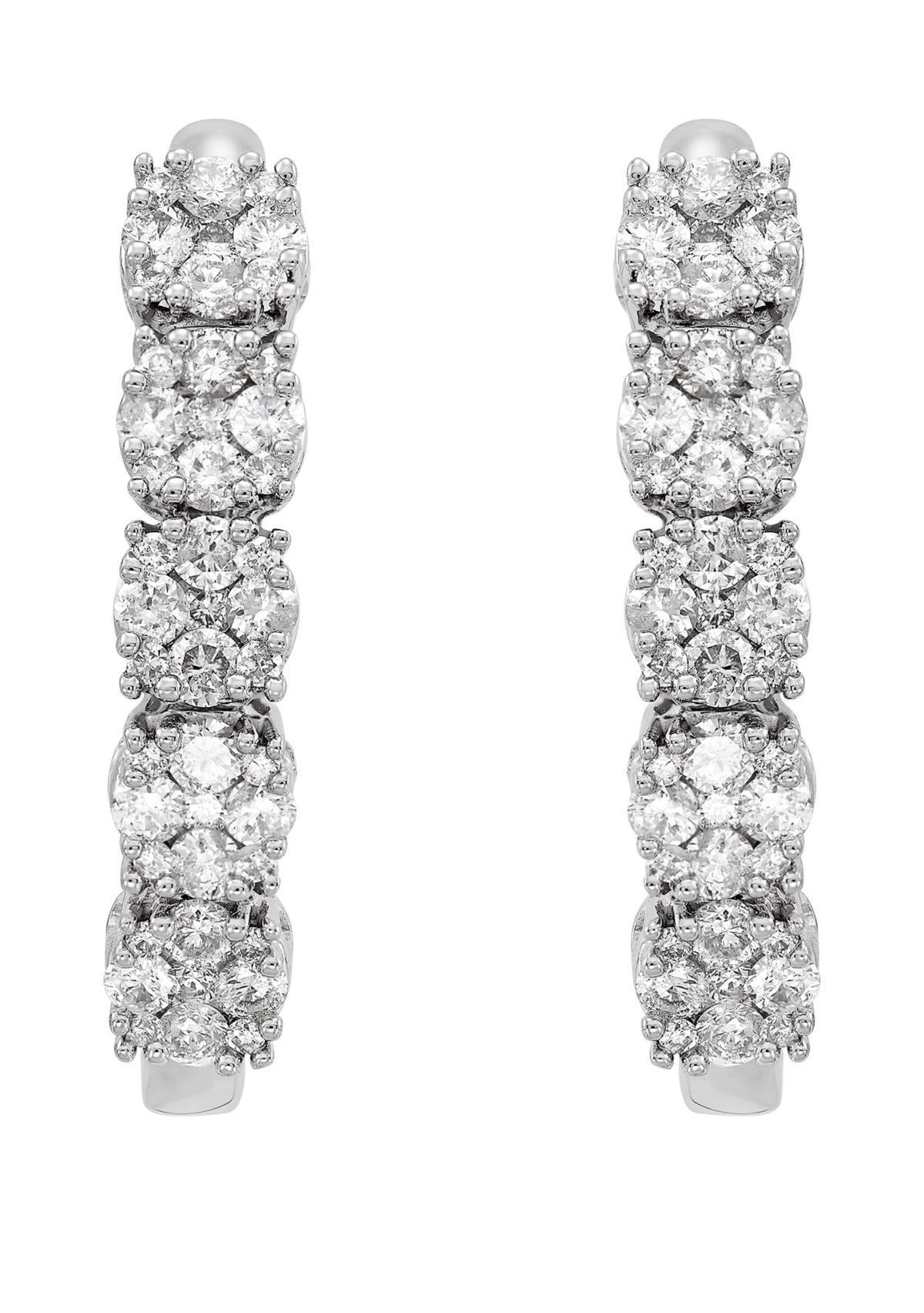 1 ct. t.w. Diamond Hoop Earrings in 10k White Gold