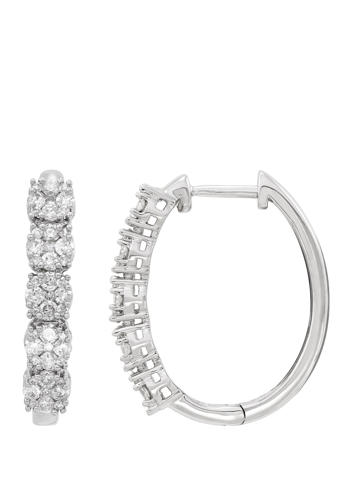 1 ct. t.w. Diamond Hoop Earrings in 10k White Gold