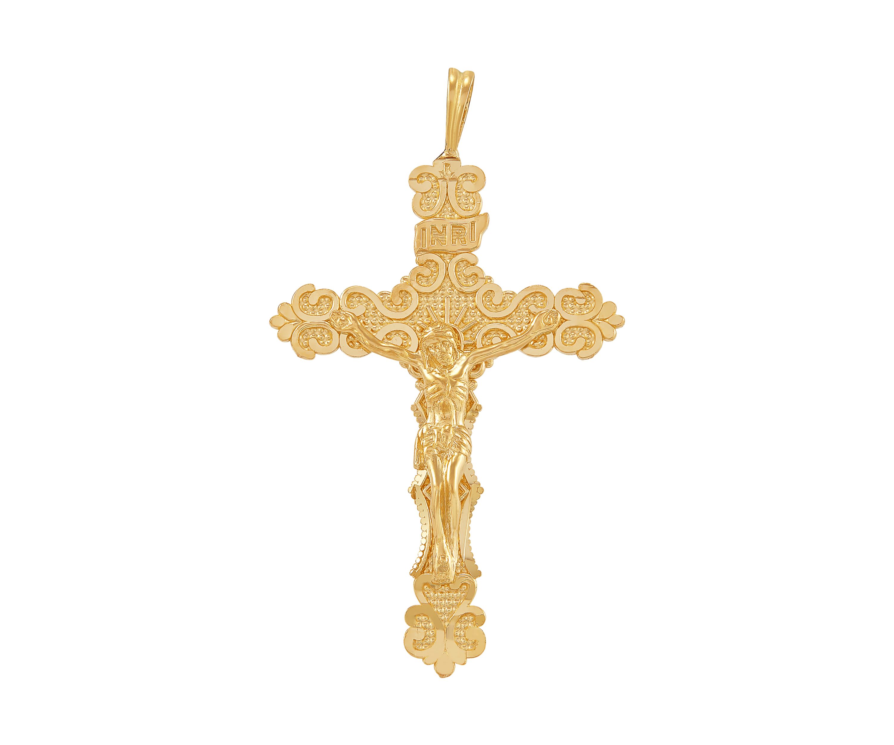 Nugget Cross and Crucifix Pendant in 10K Yellow Gold