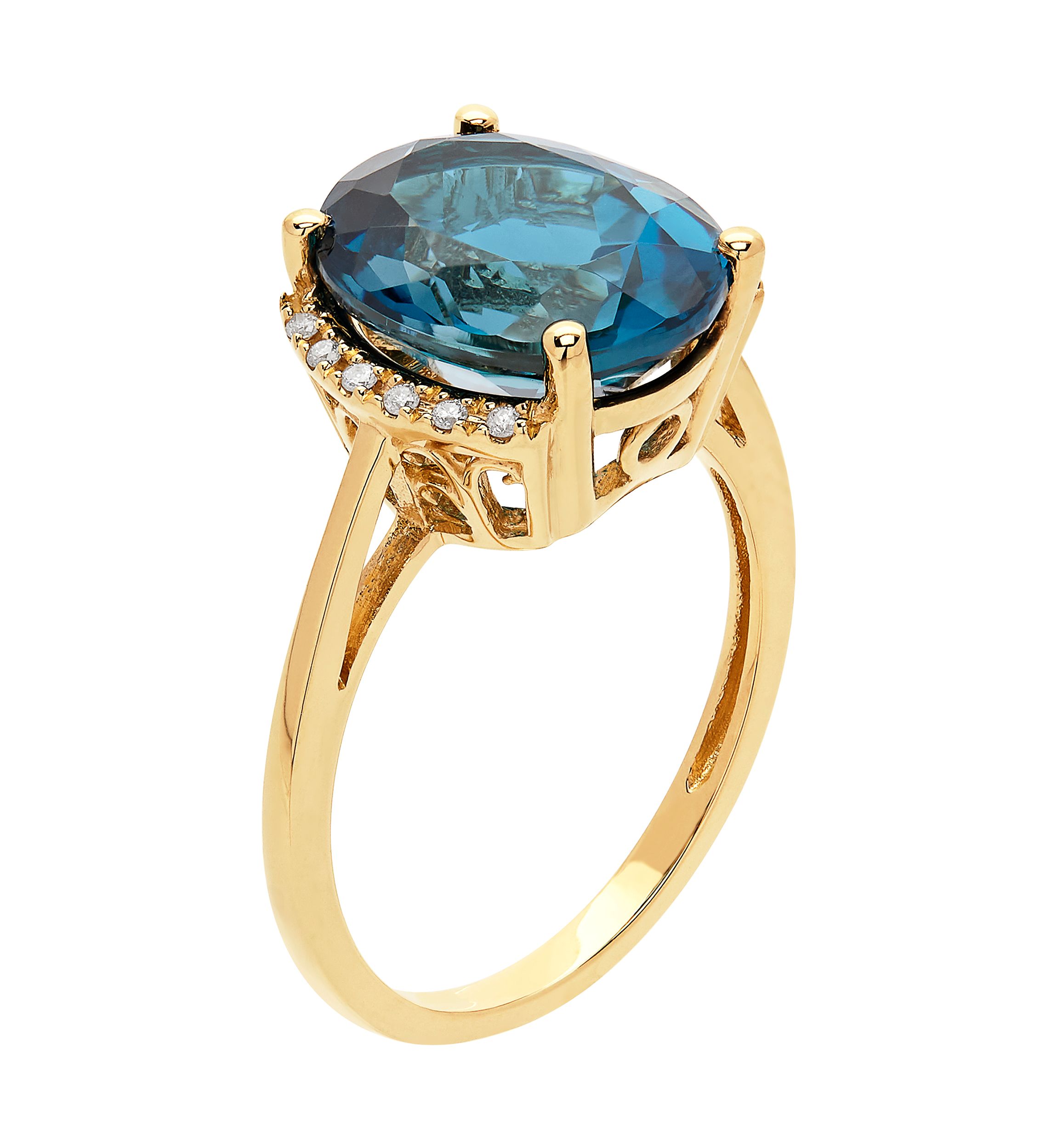 10k London Blue Topaz and Diamond Ring