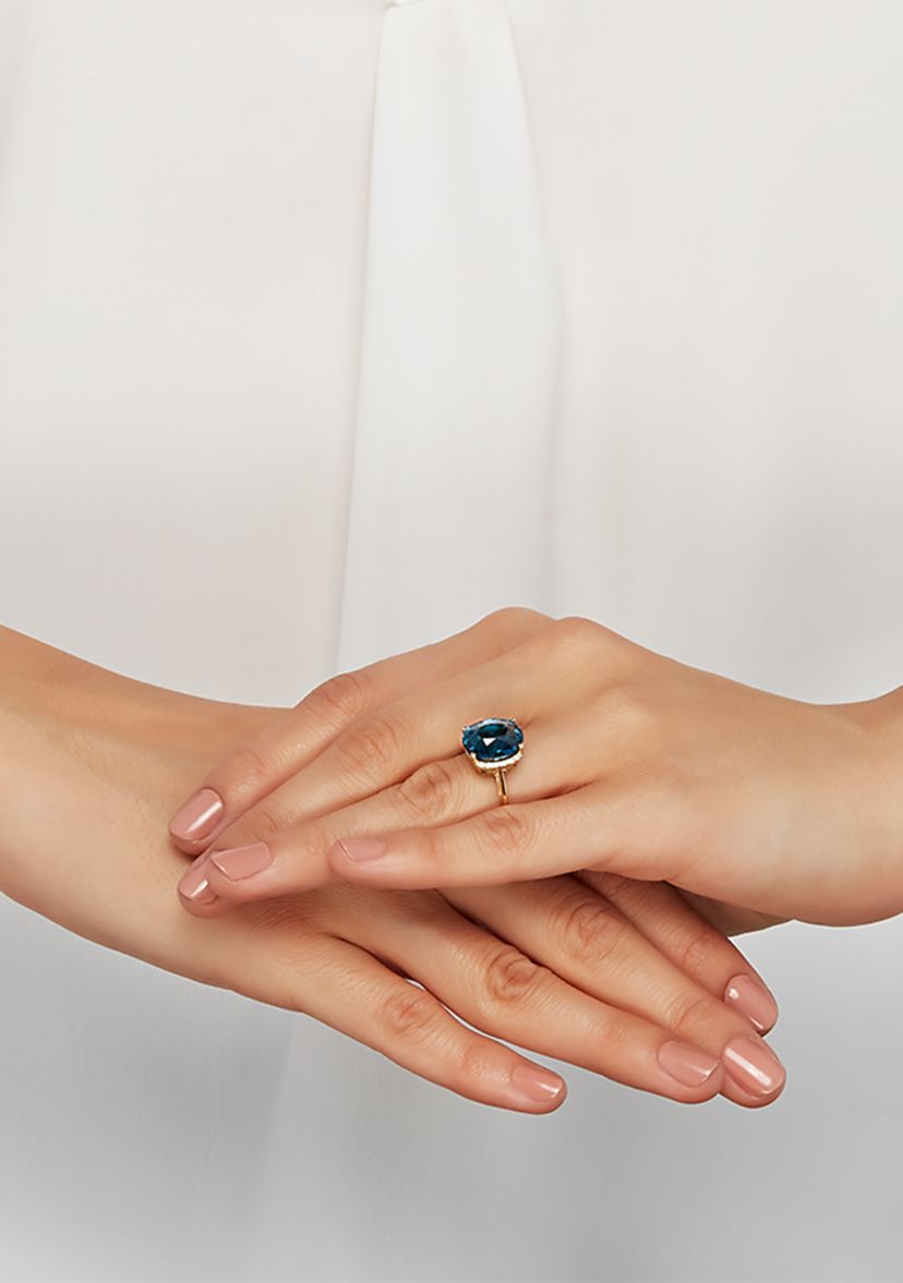 10k London Blue Topaz and Diamond Ring