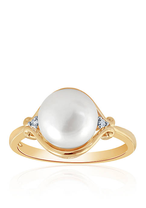 Belk & Co. Freshwater Pearl and Diamond Ring