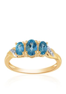 Belk & Co. Blue Topaz and Diamond Ring in 10k Yellow Gold | belk