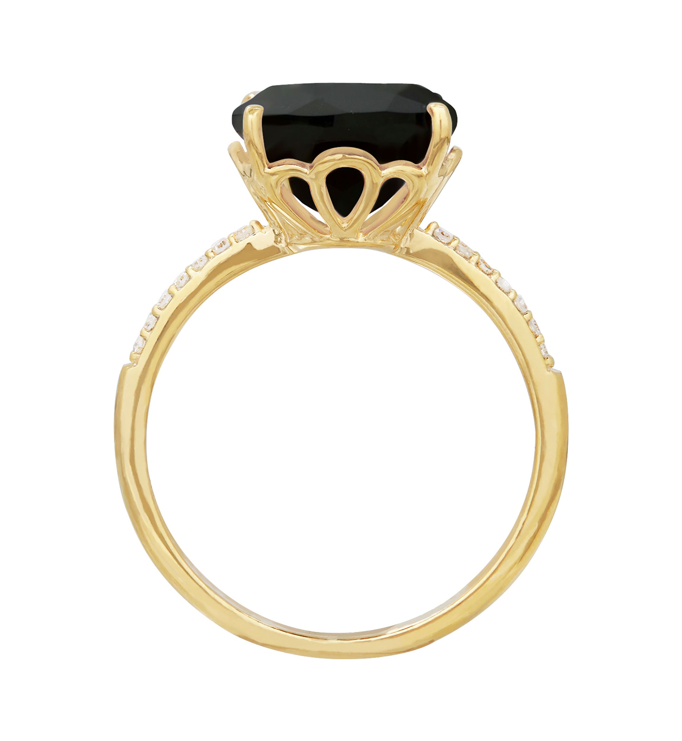 1/20 ct. t.w. Diamond and Onyx Ring in 10K Yellow Gold