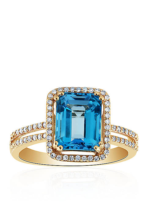 Belk & Co. Blue Topaz and Diamond Ring in 10k Yellow Gold | belk