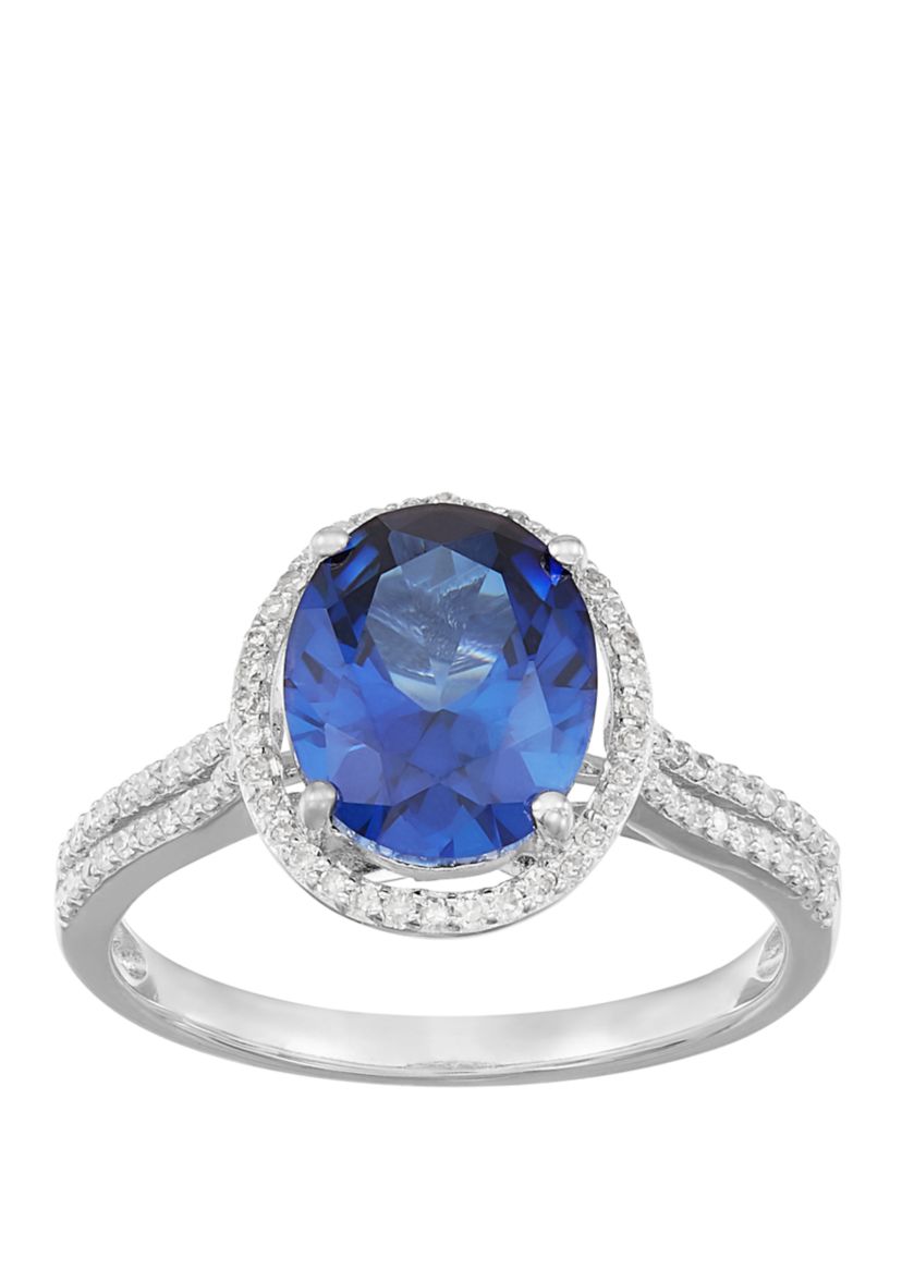 3.4 ct. t.w. Sapphire and 1/4 ct. t.w. Diamond Ring in 10K White Gold