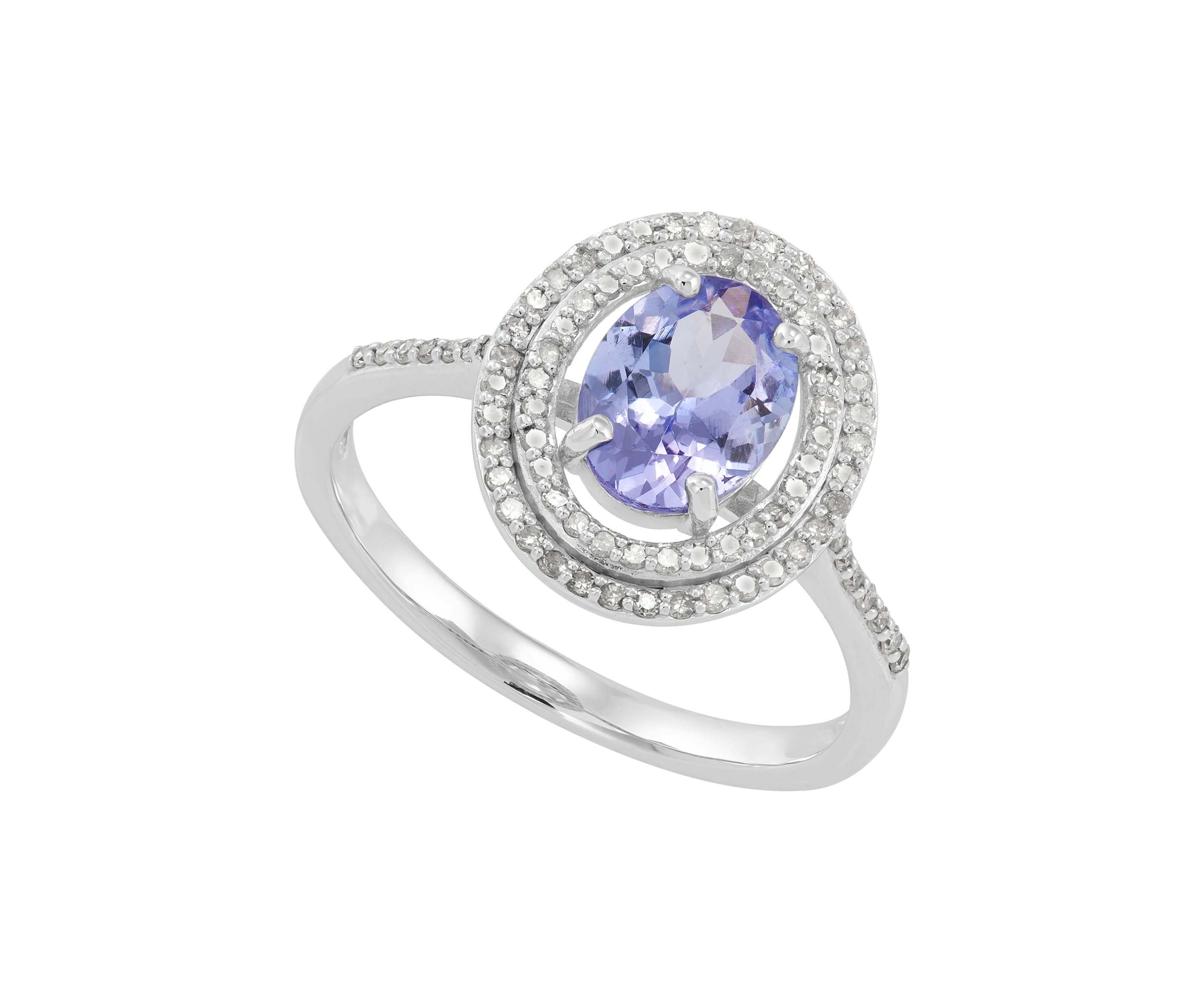 1/4 ct. t.w. Diamond and Tanzanite Oval Ring in 10K White Gold