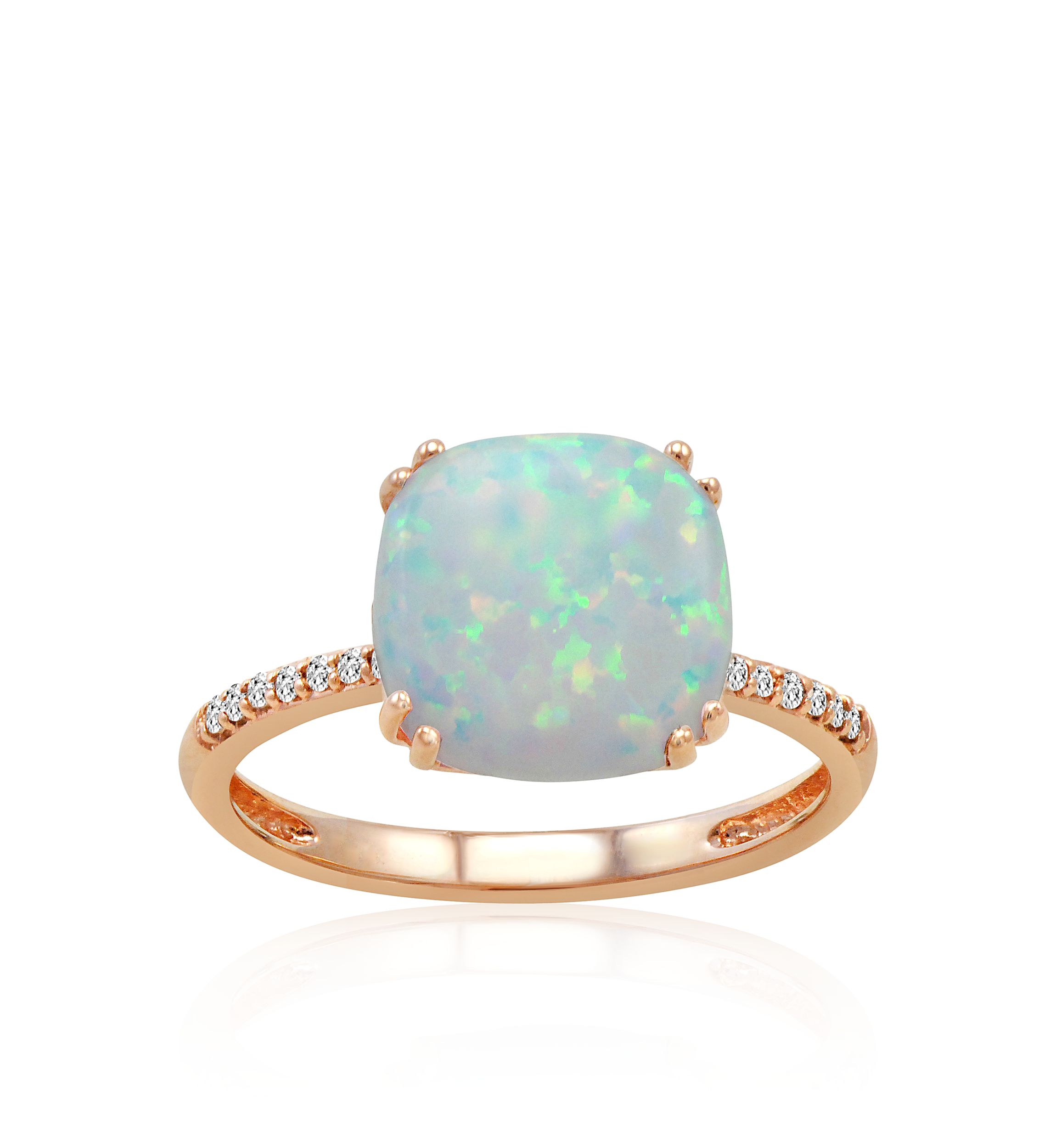 Created Opal and Diamond Ring in 10k Rose Gold