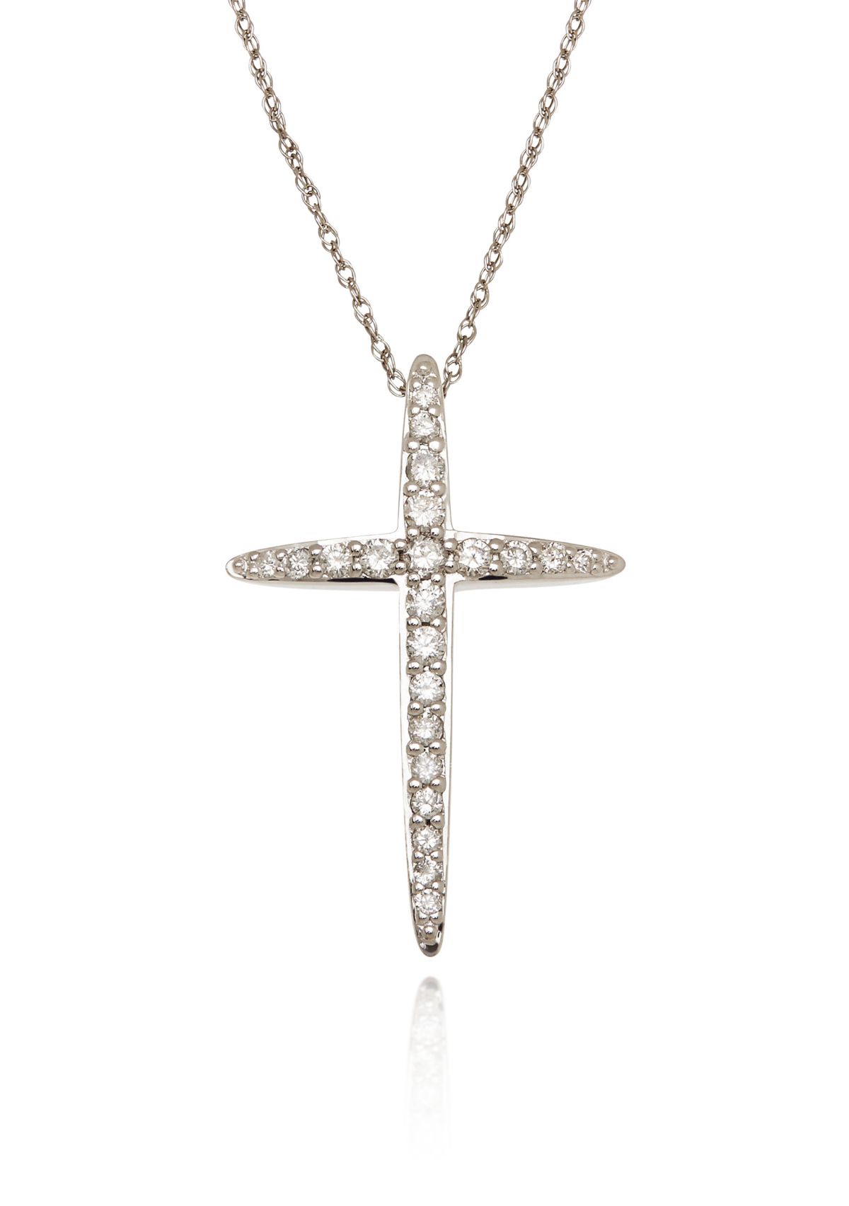 Diamond Cross Pendant Necklace in 10K White Gold
