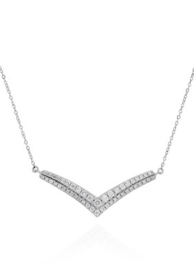 Belk & Co. 1/3 ct. t.w. Diamond V-Neck Pendant in 10k White Gold | belk