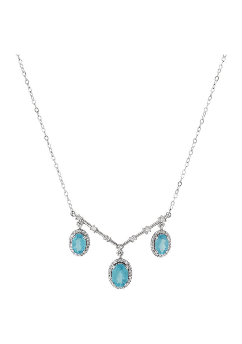 1/10 ct. t.w. Diamond and Apatite Necklace in 10K White Gold
