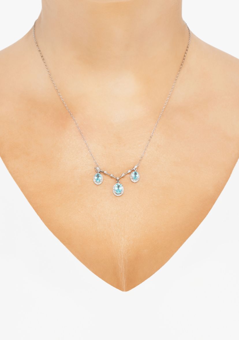 1/10 ct. t.w. Diamond and Apatite Necklace in 10K White Gold