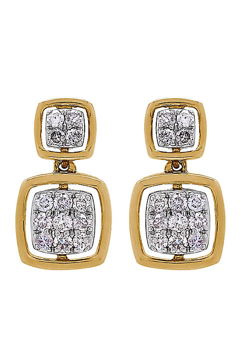 3/8 ct. t.w. Diamond Square Drop Earrings in 10k Yellow Gold
