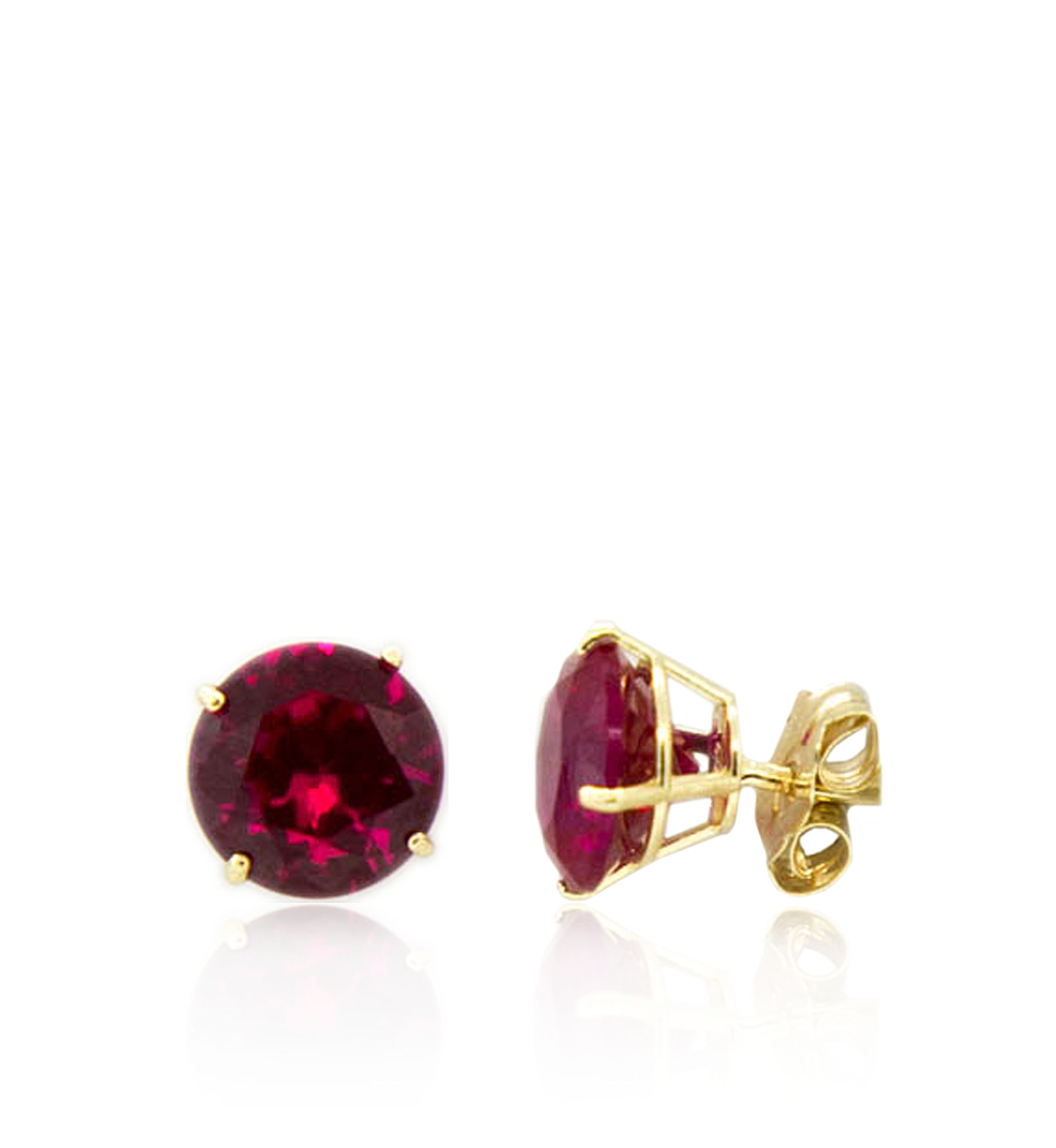 Ruby Stud Earrings in 10K Yellow Gold