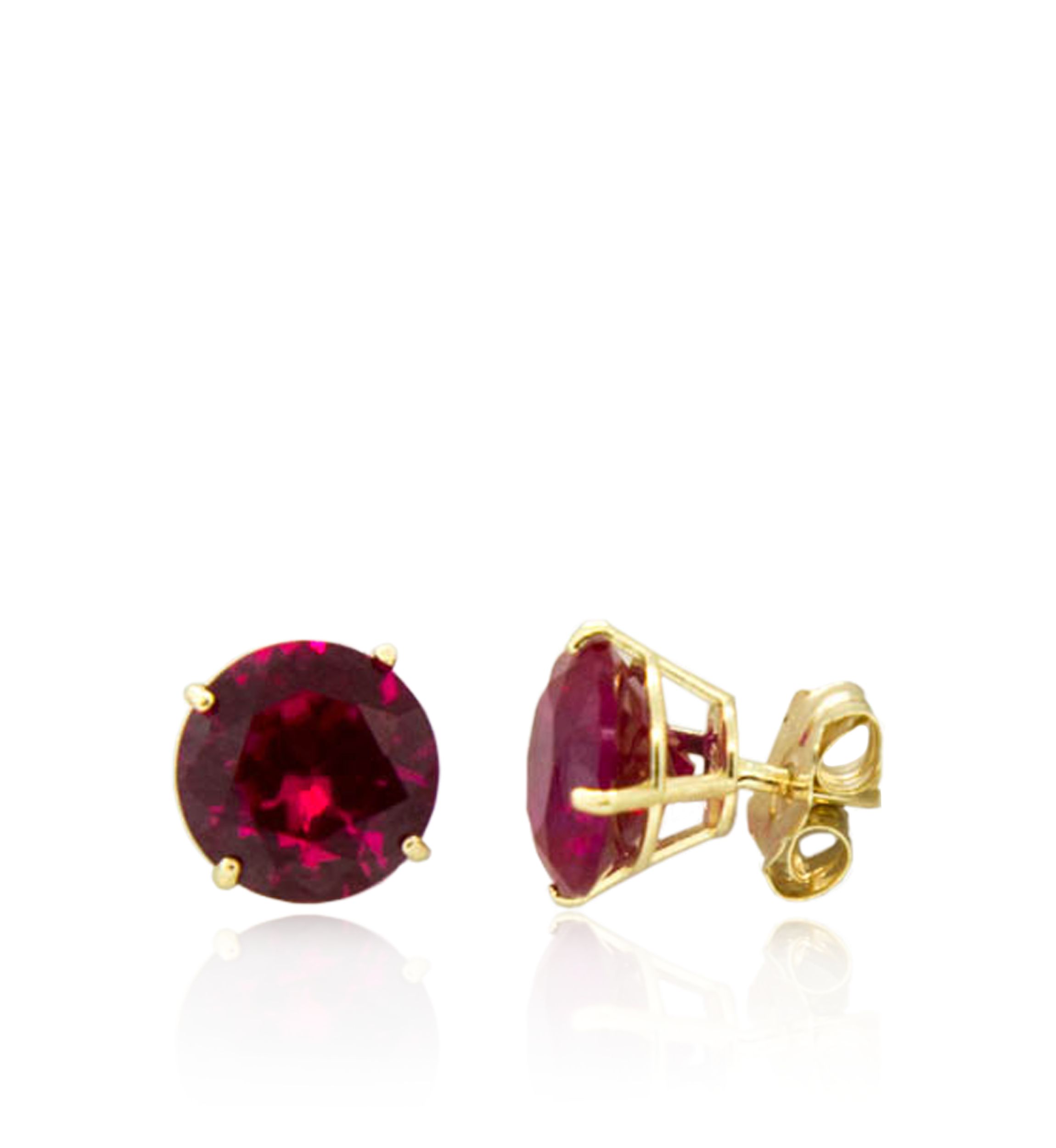 Garnet Stud Earrings in 10K Yellow Gold
