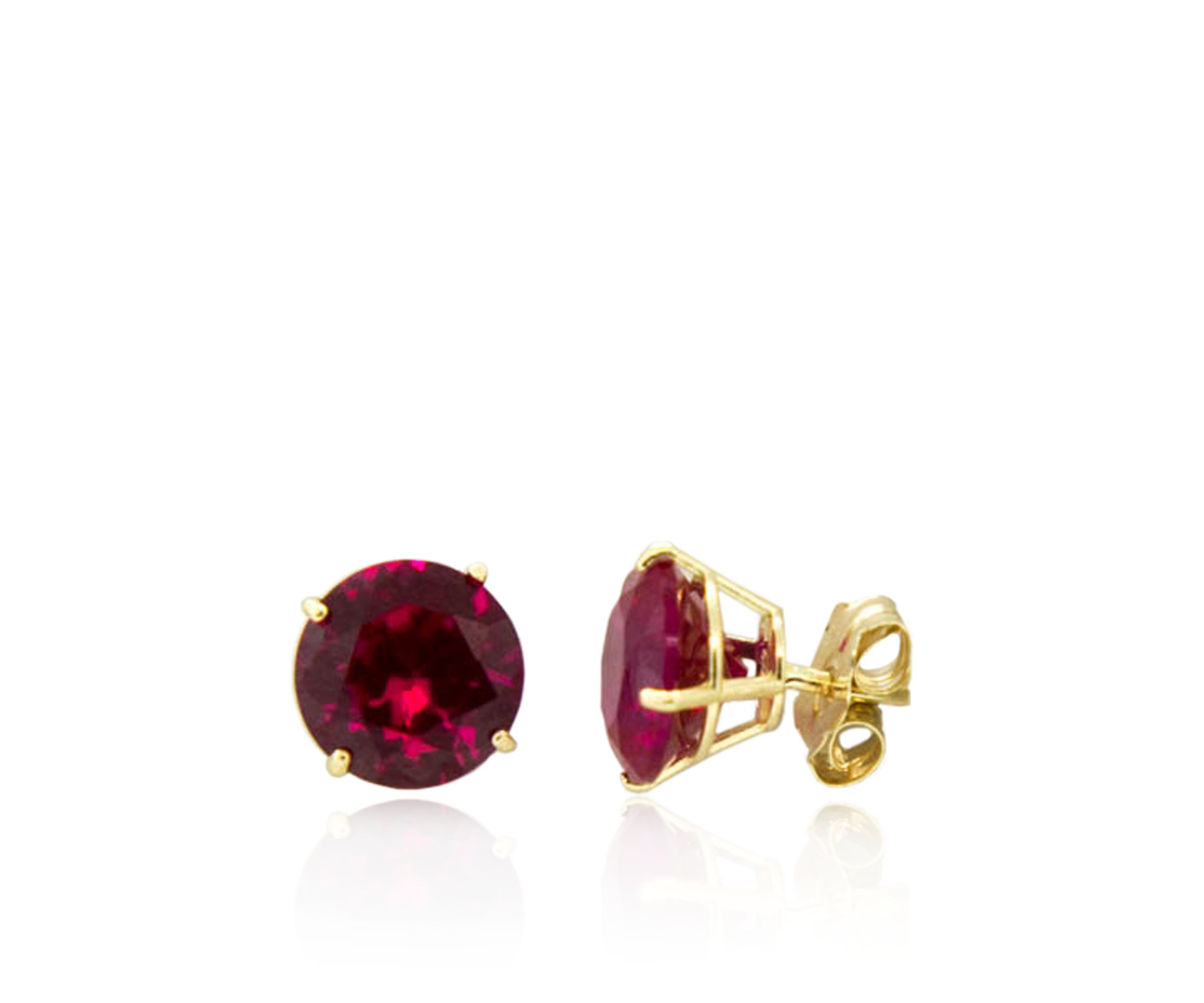 Garnet Stud Earrings in 10K Yellow Gold